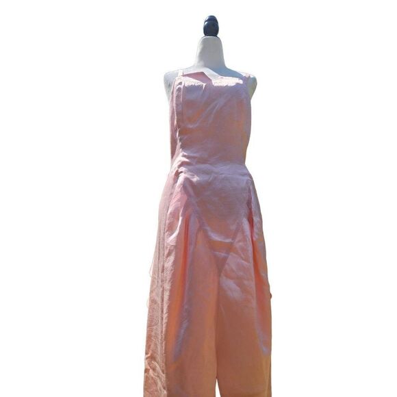Vintage 80s does 40s peachy pink evening gown dress midi BOW detailed Rhinestone - Picture 10 of 11